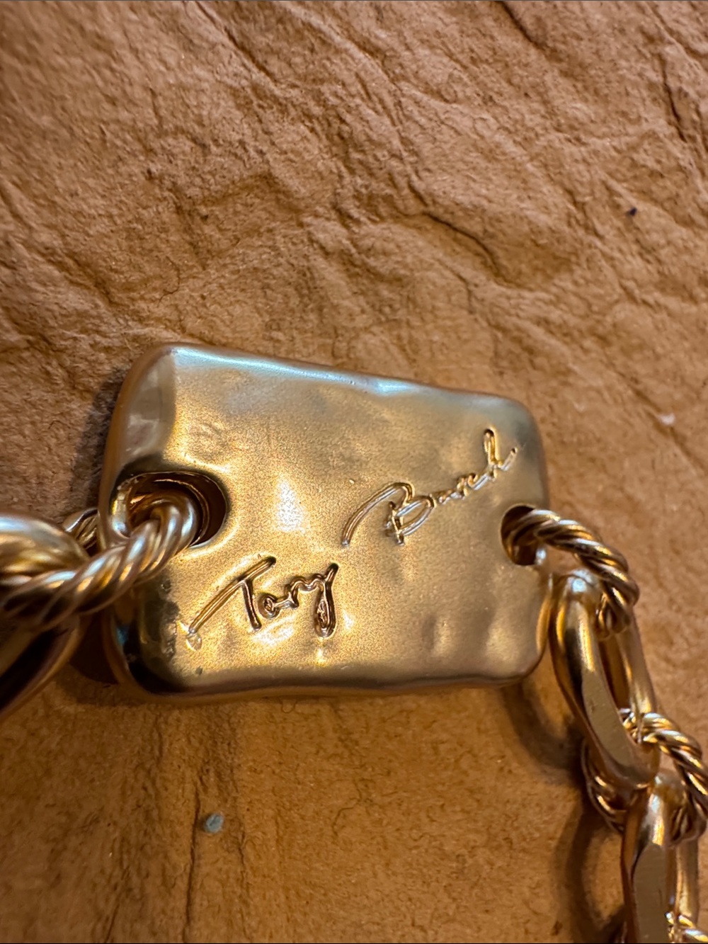 Tory Burch Gold Logo Charm Chain Bracelet - Picture 3 of 14